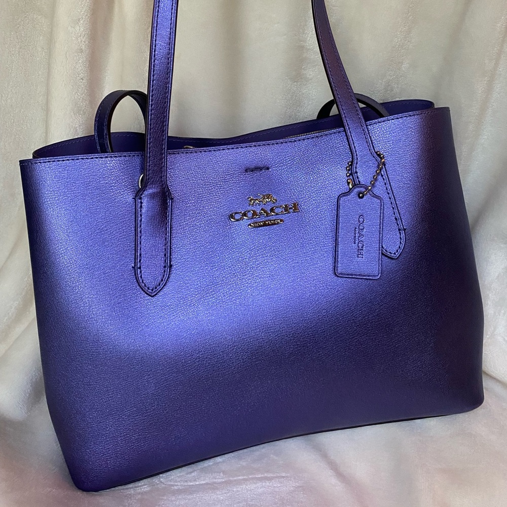 Rare! Metallic Coach periwinkle/light purple Avenue Carryall!